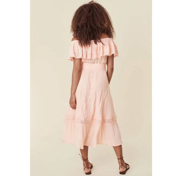 New Free People x Spell Cassie Off The Shoulder Lace Gown $299 X-SMALL Pink - Picture 7 of 10